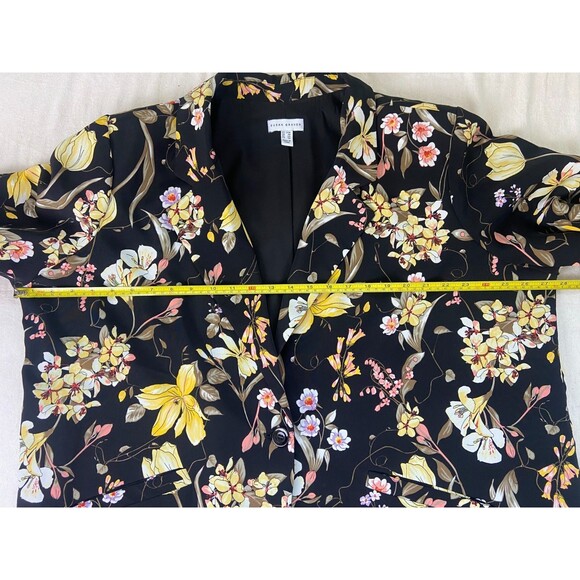 EUC Susan Graver 24W Black Floral Blazer Jacket Size One Button Church Workwear - Picture 9 of 13
